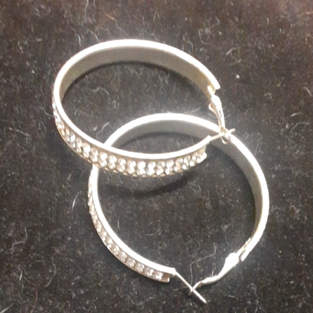 Elegant Silver Tone Hoop Earrings
